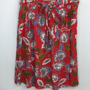 Loft | Floral Tie Waist Midi Skirt